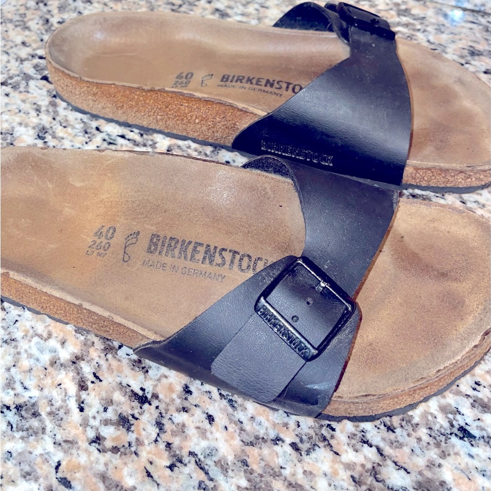 BIRKENSTOCK Madrid Birko-Flor Black One-Strap Sandals